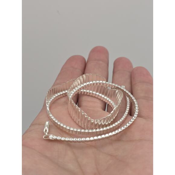 GRADUATED COLLAR NECKLACE ITALY 925 STERLING SILVER - Picture 11 of 16